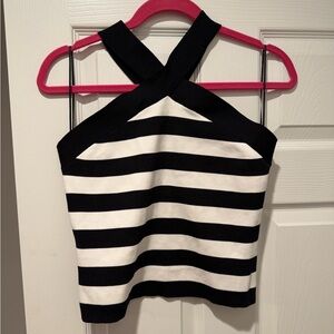 Sincerely Jules Striped Halter Neck Top - Black and White size medium NWOT